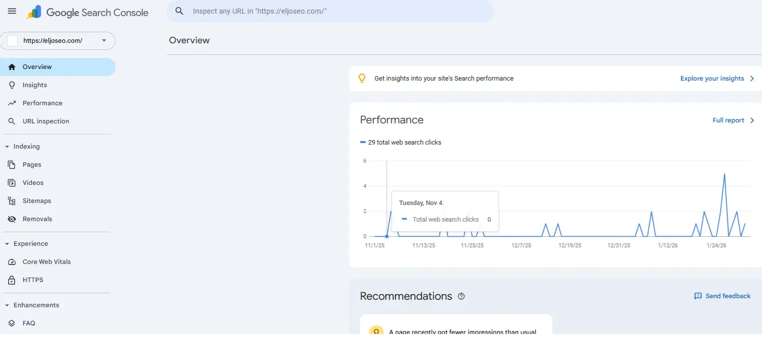 interface Google Search Console