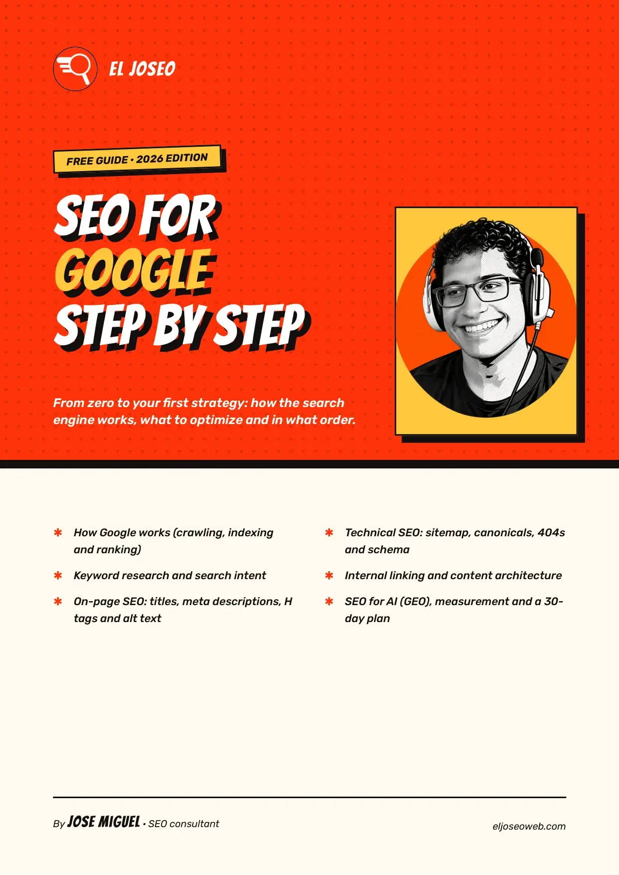 Cover of El Joseo's free SEO for Google guide